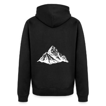 Mountains Mountaineer Symbol - Unisex Premium Organic Zip Hoodie - black - Back - Nico (187cm)