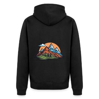 Mountains Symbol Nature Landscape - Unisex Premium Organic Zip Hoodie - black - Back - Nico (187cm)