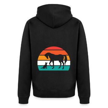 Pferdeliebhaber Reiten Reiten - Unisex Premium Bio Zip Hoodie - Schwarz - Hinten - Nico (187cm)