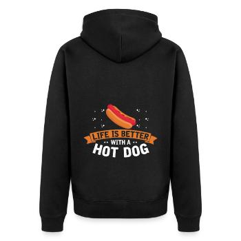Hot dog adore la saucisse de pomme de terre hot-dog - Veste à capuche bio Premium Unisexe - noir - Dos - Nico (187cm)