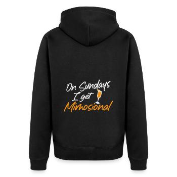 On Sunday I Get Mimosional Brunch Shirt - Unisex Premium Bio Zip Hoodie - Schwarz - Hinten - Nico (187cm)