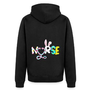 Krankenschwester Hasenohr Stethoskop Frohe Ostern - Unisex Premium Bio Zip Hoodie - Schwarz - Hinten - Nico (187cm)