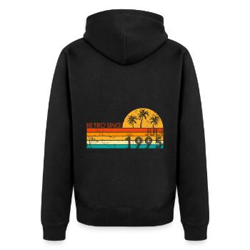 Retro since Juli 1995 - Geburtstag im Juli - Unisex Premium Bio Zip Hoodie - Schwarz - Hinten - Nico (187cm)