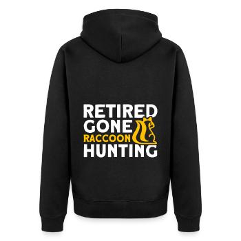 Retro Raccoon Hunting Raccoon Hunter Hunting Vacation - Unisex Premium Organic Zip Hoodie - black - Back - Nico (187cm)