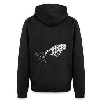 Halloween Katze Hexe - Unisex Premium Bio Zip Hoodie - Schwarz - Hinten - Nico (187cm)
