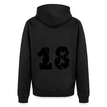 Maillot 18 Numéro - Veste à capuche bio Premium Unisexe - noir - Dos - Nico (187cm)