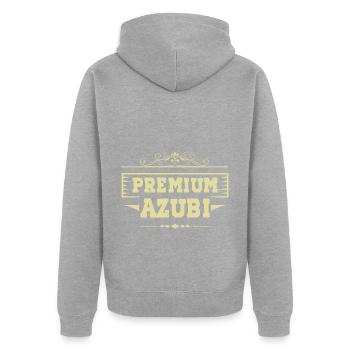 Premium Azubi - Unisex Premium Bio Zip Hoodie - Grau meliert - Hinten - Nico (187cm)