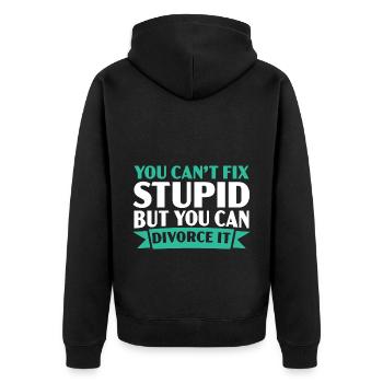 Dummheit kann man nicht heilen, aber man kann sich - Unisex Premium Bio Zip Hoodie - Schwarz - Hinten - Nico (187cm)