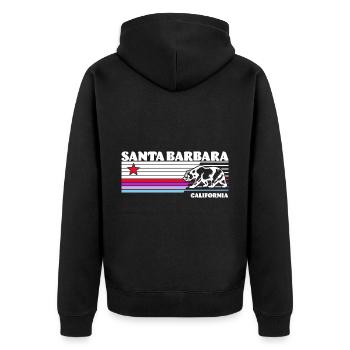 Santa Barbara California Sunset Retro - Unisex Premium Organic Zip Hoodie - black - Back - Nico (187cm)