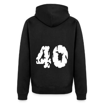 Maillot 40 numéros - Veste à capuche bio Premium Unisexe - noir - Dos - Nico (187cm)