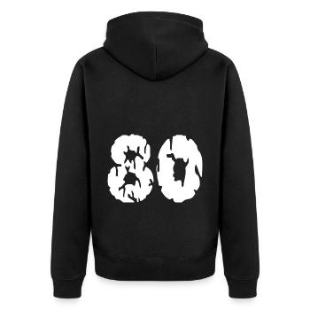 80 Zahl Trikot - Unisex Premium Bio Zip Hoodie - Schwarz - Hinten - Nico (187cm)