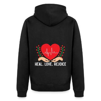 Guérir l’amour Réjouissez-vous Soins infirmiers Malades médicaux - Veste à capuche bio Premium Unisexe - noir - Dos - Nico (187cm)