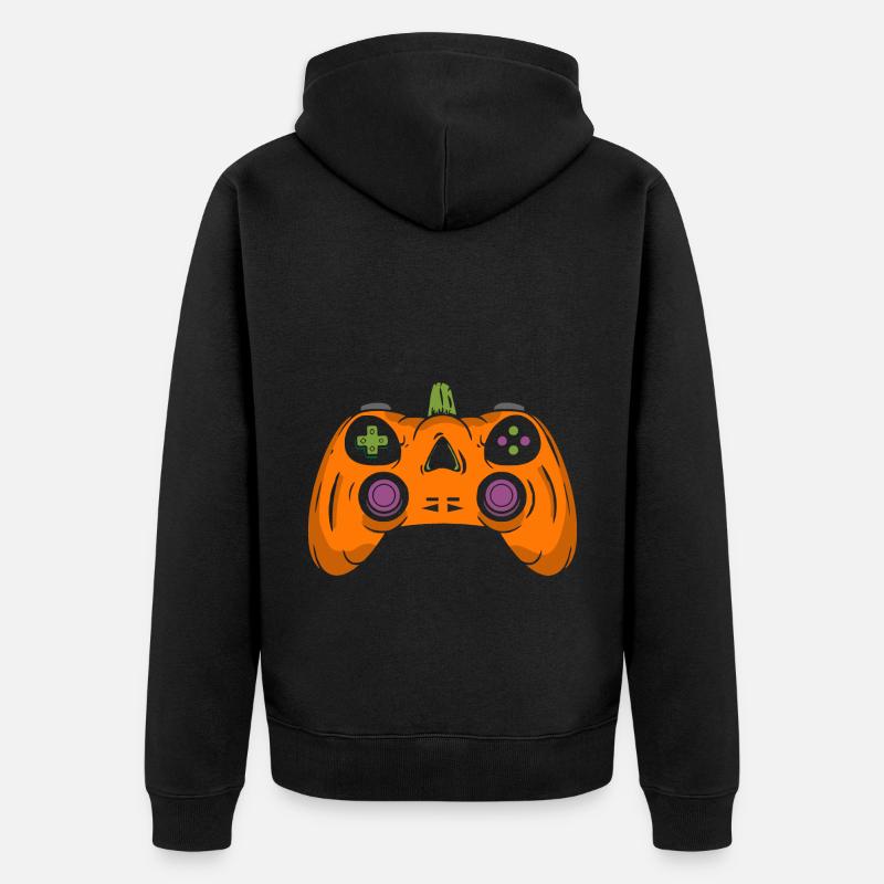 Halloween Pumpkin Gaming Controller - Unisex Premium Bio Zip Hoodie - Schwarz