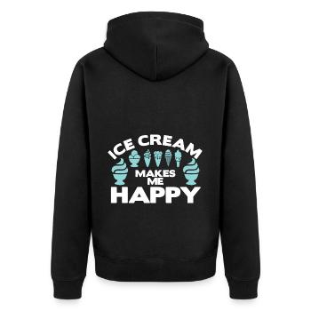 Eiscreme Macht Mich Glücklich Party Kids - Unisex Premium Bio Zip Hoodie - Schwarz - Hinten - Nico (187cm)