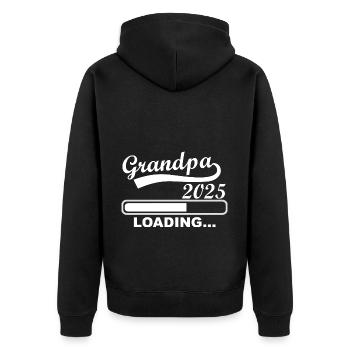Opa 2025 loading, Ich werde 2025 Opa - Unisex Premium Bio Zip Hoodie - Schwarz - Hinten - Nico (187cm)