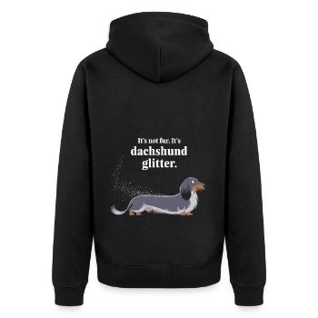 Dachshund Glitter Lustiges Hundedesign - Unisex Premium Bio Zip Hoodie - Schwarz - Hinten - Nico (187cm)