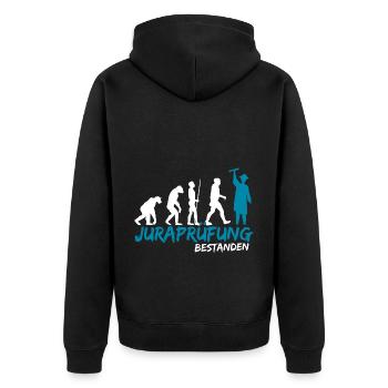 Juraprüfung Jura Prüfung Studium bestanden - Unisex Premium Bio Zip Hoodie - Schwarz - Hinten - Nico (187cm)
