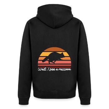 Retro Raccoon Hunting Raccoon Hunter Hunting Vacation - Unisex Premium Organic Zip Hoodie - black - Back - Nico (187cm)