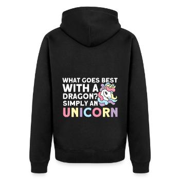 Einhörner Drache Einhorn Einhorn Liebhaber - Unisex Premium Bio Zip Hoodie - Schwarz - Hinten - Nico (187cm)