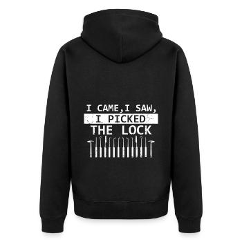 Lock Picking Locking Technician Schlossdienst Design - Unisex Premium Organic Zip Hoodie - black - Back - Nico (187cm)
