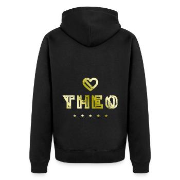 Theo Herz - Unisex Premium Bio Zip Hoodie - Schwarz - Hinten - Nico (187cm)
