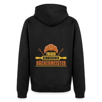 Bäcker Backen Konditor - Unisex Premium Bio Zip Hoodie - Schwarz - Hinten - Nico (187cm)