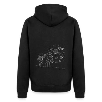 Astronaut Child Telescope Star Little Astronomer - Unisex Premium Organic Zip Hoodie - black - Back - Nico (187cm)