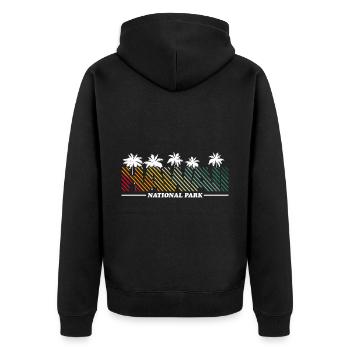 Hawaii retro vintage Schriftzug - Unisex Premium Bio Zip Hoodie - Schwarz - Hinten - Nico (187cm)