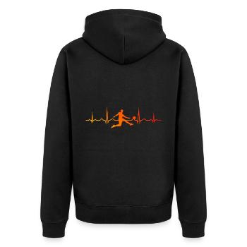 Fussballspielen Herren Fussballspieler Fussball - Unisex Premium Bio Zip Hoodie - Schwarz - Hinten - Nico (187cm)