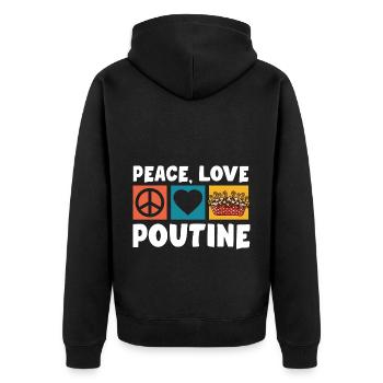 Kanadische Poutine Pommes Frites Mittagessen - Unisex Premium Bio Zip Hoodie - Schwarz - Hinten - Nico (187cm)