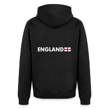 England - Unisex Premium Organic Zip Hoodie - black - Back - Nico (187cm)