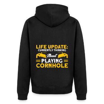 Cornhole Game Cornhole Joueur Cornhole Cadeau - Veste à capuche bio Premium Unisexe - noir - Dos - Nico (187cm)