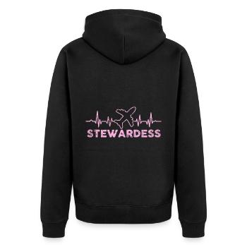 Flight Attendant Stewardess - Unisex Premium Organic Zip Hoodie - black - Back - Nico (187cm)
