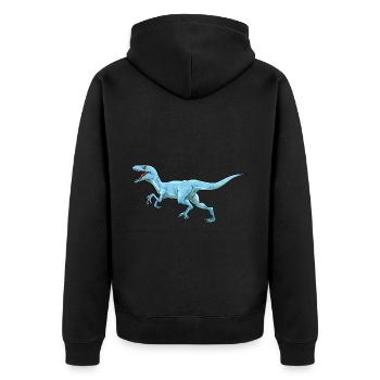 Dinosaurier Velociraptor Raptor Dino - Unisex Premium Bio Zip Hoodie - Schwarz - Hinten - Nico (187cm)