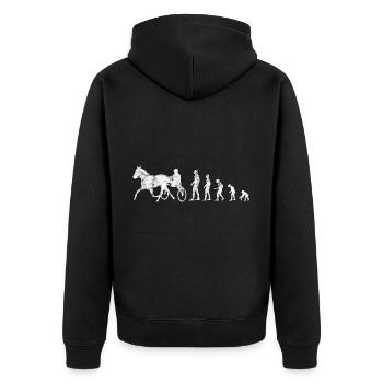 Courses de trotters au trot dans le style Evolution - Veste à capuche bio Premium Unisexe - noir - Dos - Nico (187cm)