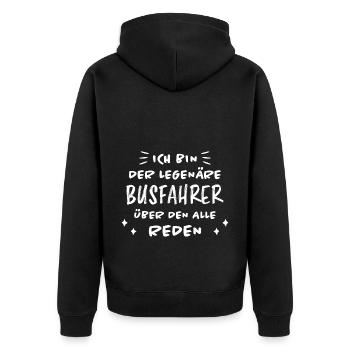 Busfahrer Beruf Lustiger Spruch Busfahrer Geschenk - Unisex Premium Bio Zip Hoodie - Schwarz - Hinten - Nico (187cm)
