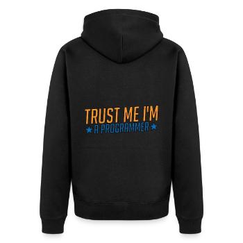 Trust Me I'm A Programmer 3 - Unisex Premium Bio Zip Hoodie - Schwarz - Hinten - Nico (187cm)