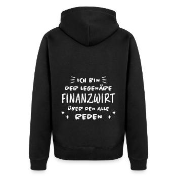 Finanzwirt Lustiger Spruch Job Finanzwirt Geschenk - Unisex Premium Bio Zip Hoodie - Schwarz - Hinten - Nico (187cm)