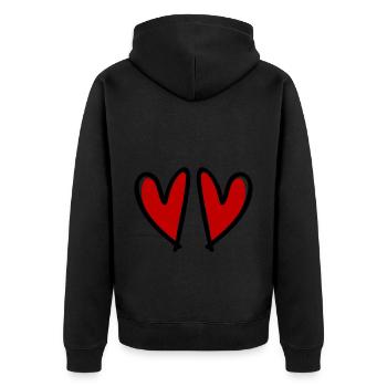 Hearts Love Symbol - Unisex Premium Organic Zip Hoodie - black - Back - Nico (187cm)