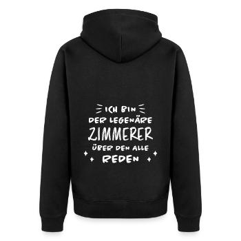 Zimmerer Lustiger Spruch Fun Zimmermann Geschenk - Unisex Premium Bio Zip Hoodie - Schwarz - Hinten - Nico (187cm)