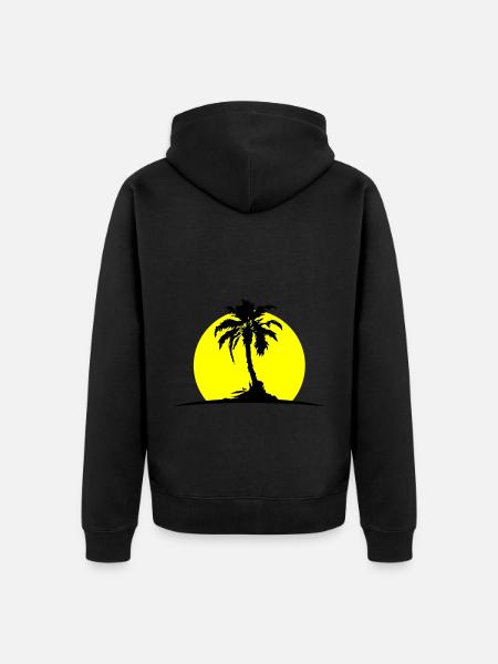Palme Insel Sonne - Unisex Premium Bio Zip Hoodie - Schwarz