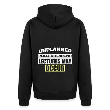 UNPLANNED ROLLERBLADING LECTURES MAY OCCUR - Unisex Premium Bio Zip Hoodie - Schwarz - Hinten - Nico (187cm)