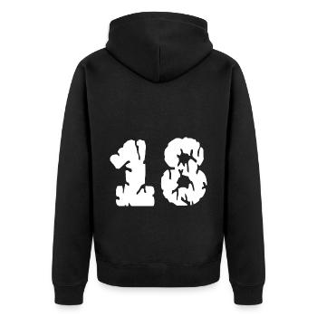 Maillot 18 Numéro - Veste à capuche bio Premium Unisexe - noir - Dos - Nico (187cm)