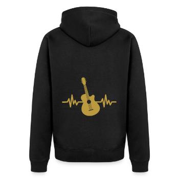 Herzschlag Gitarre - Rock 'n' Roll Punk Band Metal - Unisex Premium Bio Zip Hoodie - Schwarz - Hinten - Nico (187cm)