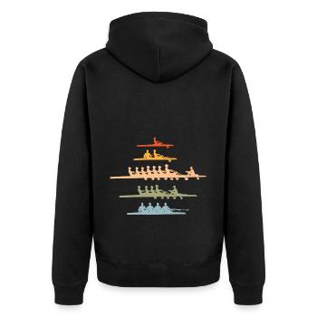 Rudern Vintage Ruderer - Unisex Premium Bio Zip Hoodie - Schwarz - Hinten - Nico (187cm)