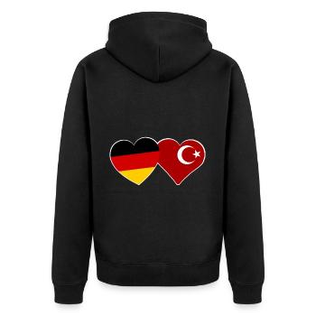 Partners Turkey and Germany - Unisex Premium Organic Zip Hoodie - black - Back - Nico (187cm)