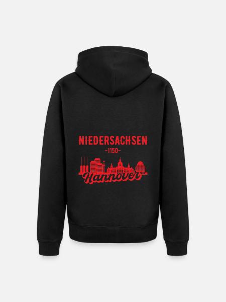 Hannover Skyline Geschenk - Unisex Premium Bio Zip Hoodie - Schwarz