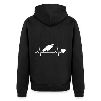 Geier - Unisex Premium Bio Zip Hoodie - Schwarz - Hinten - Nico (187cm)