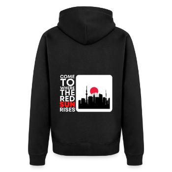Come to where the red sun rises, Japan - Unisex Premium Organic Zip Hoodie - black - Back - Nico (187cm)