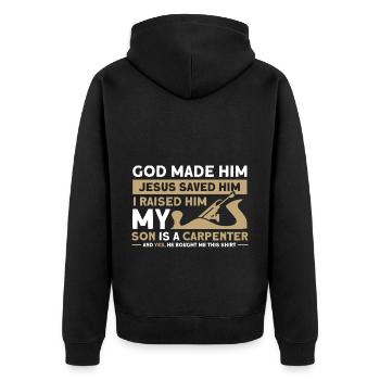 Mon fils Père Charpentier Père Famille - Veste à capuche bio Premium Unisexe - noir - Dos - Nico (187cm)